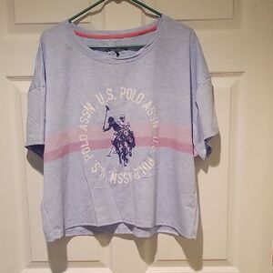 U.S. Polo Assn. Blue Tee with Pink Accent